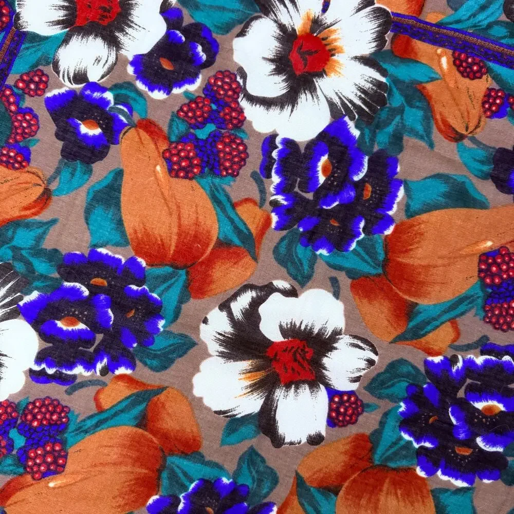Vintage 90s Challis By Berkshire Floral Square Bandana Scarf